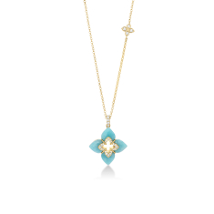 Roberto Coin Venetian Princess Amazonite and Diamond Cabochon Flower Necklace 1