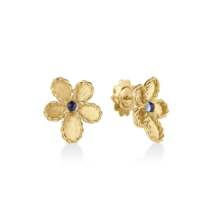 Roberto Coin Jasmine Blue Tanzanite 18k Yellow Gold Flower Stud Earrings 1