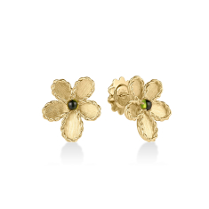 Roberto Coin Jasmine Green Tourmaline 18k Yellow Gold Flower Stud Earrings 1
