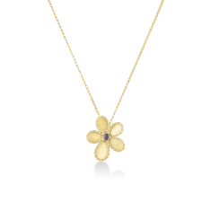 Roberto Coin Jasmine Blue Tanzanite 18k Yellow Gold Flower Necklace 1