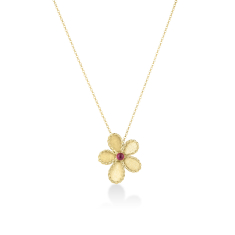 Roberto Coin Jasmine Rubellite 18k Yellow Gold Flower Necklace 1