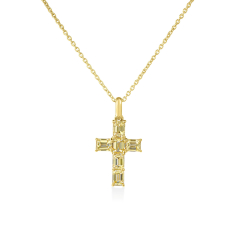 Roberto Coin 1ctw Yellow Diamond 18k Yellow Gold Cross Pendant Necklace 1
