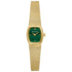 Bulova Goddess of Time Green Malachite Gold-Tone Mesh Bracelet Watch 17mm - 97L184 1