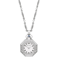 Bulova Art Deco Rubaiyat Stainless Steel 150th Anniversary Limited Edition Watch Pendant Necklace - REEDS Exclusive 1