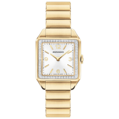 Movado Heritage 1917 White Sunburst Dial Lab Grown Diamond Bezel Gold Ionic-Plated Stainless Steel Watch 34mm - 3650250 1