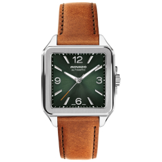 Movado Heritage 1917 Automatic Green Dial Brown Leather Strap Watch 35x45.2mm - 3650253 1