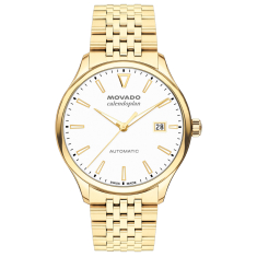 Movado Heritage Calendoplan White Dial Light Gold Ionic-Plated Stainless Steel Watch 40mm - 3650241 1