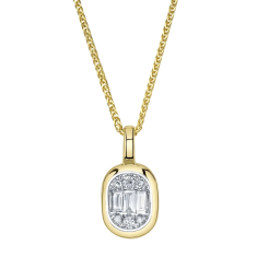 Shy Creation 1/5ctw Baguette Diamond 14k Yellow Gold Pendant Necklace 1