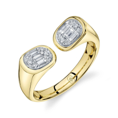Shy Creation 1/5ctw Baguette Diamond 14k Yellow Gold Open Ring 1