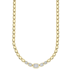 Shy Creation 1 1/8ctw Baguette Diamond 14k Yellow Gold Necklace 1