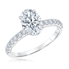 2ctw Oval Lab Grown Diamond 14k White Gold Hidden Halo Engagement Ring 1