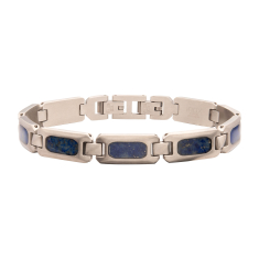 INOX Lapis Lazuli Inlay Stainless Steel Link Bracelet 1