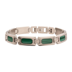 INOX Malachite Inlay Stainless Steel Link Bracelet 1
