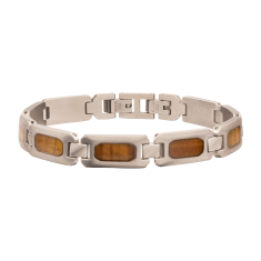 INOX Tiger's Eye Inlay Stainless Steel Link Bracelet 1