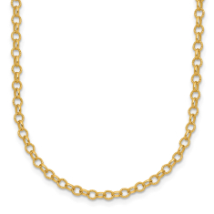14k Yellow Gold 3.2mm Textured Rolo Chain Necklace 1