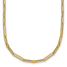 14k Yellow Gold 3mm Short and Long Paperclip Link Chain Necklace 1