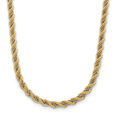 14k Two-Tone 3.25mm Rope Chain Necklace 1