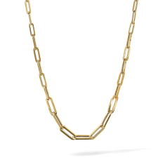 14k Yellow Gold 6.7mm Graduated Paperclip Link Chain Necklace 1