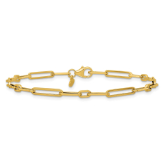 14k Yellow Gold 3mm Paperclip Link Chain Bracelet 1