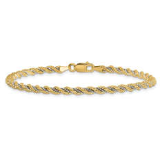 14k Two-Tone 3.25mm Rope Chain Bracelet 1