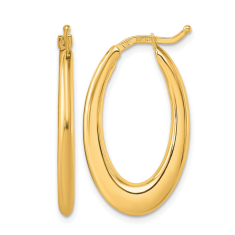 14k Yellow Gold Oval Hoop Earrings, 27mm 1