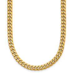 14k Yellow Gold 4.5mm Domed Miami Curb Chain Necklace 1