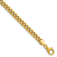 14k Yellow Gold 4.5mm Domed Miami Curb Chain Bracelet 1