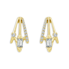 ASTERLY by REEDS ECONIC 1/2ctw Baguette Shape Step-Cut Lab Grown Diamond Gold Vermeil Hoop Earrings 1