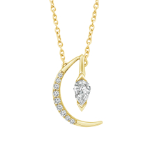 ASTERLY by REEDS ECONIC 3/8ctw Pear Shape Step-Cut Lab Grown Diamond Gold Vermeil Crescent Moon Pendant Necklace 1