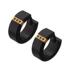 INOX Black Sapphire Black Ion-Plated Stainless Steel Huggie Hoop Earrings, 13mm 1