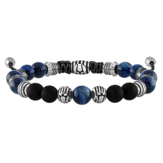 Bulova Classic Blue Tiger's Eye Beaded Bolo Bracelet 1