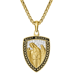 Bulova Link Saint Michael the Archangel Shield Pendant Necklace 1
