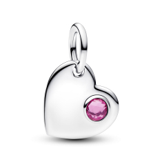 Pandora Engravable Heart Pink Stone Dangle Charm 1
