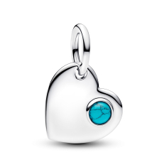 Pandora Engravable Heart Turquoise Blue Stone Dangle Charm 1