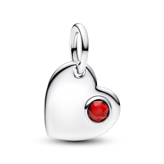 Pandora Engravable Heart Red Stone Dangle Charm 1