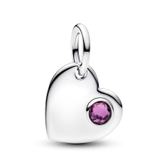 Pandora Engravable Heart Purple Stone Dangle Charm 1