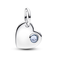 Pandora Engravable Heart Aqua Blue Stone Dangle Charm 1