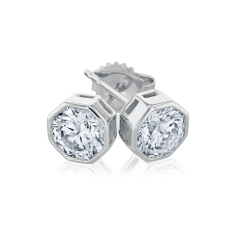 2 1/3ctw ECONIC Star Octagon Lab Grown Diamond 14k White Gold Stud Earrings 1