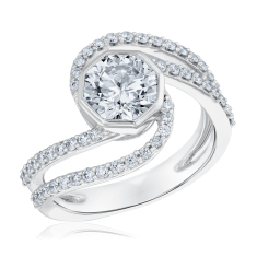 2 1/4ctw ECONIC Star Octagon Lab Grown Diamond 14k White Gold Bypass Ring 1