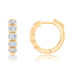 2ctw Emerald Lab Grown Diamond 10k Yellow Gold Hoop Earrings 1