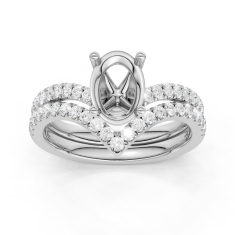 1/2ctw Diamond 14k White Gold Engagement Ring Setting and Wedding Band Bridal Set 1