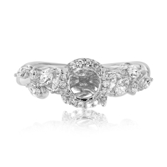 1/2ctw Diamond Floral Motif 18k White Gold Engagement Ring Setting 1