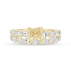1 1/2ctw Oval Diamond East to West 18k Yellow Gold Engagement Ring Setting and Wedding Band Set 1