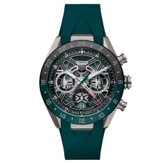 TAG Heuer CARRERA Chronograph Extreme Sport Green Dial Green Rubber Strap Watch 44mm - CBU2084.FT6297 1