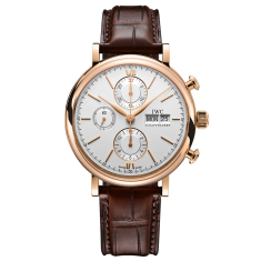 IWC Portofino Chronograph Silver-Tone Dial Brown Leather Strap Watch 42mm - IW391025 1