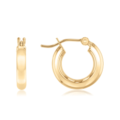 10k Yellow Gold Tube Hoop Earrings, 3x15mm 1