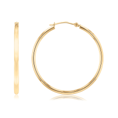 14k Yellow Gold Hoop Earrings, 2x35mm 1
