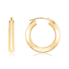 10k Yellow Gold Hoop Earrings, 4x25mm 1