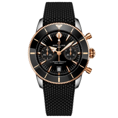 Breitling Superocean Heritage B01 Chronograph 42 Black Dial Black Rubber Strap Watch 42mm - UB0156H11B1S1 1