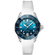 TAG Heuer AQUARACER Professional 300 Date Automatic Blue Diamond Dial White Rubber Strap Watch 36mm - WBP231N.FT6234 1